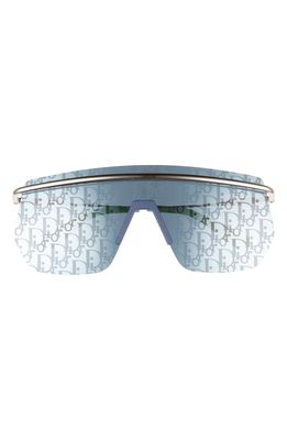 Dior Motion 145mm Shield Sunglasses in Shiny Palladium /Blu Mirror