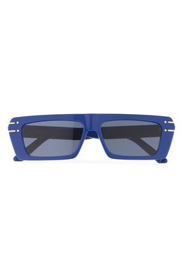 Dior Signature 54mm Rectangular Sunglasses in Shiny Blue /Blue
