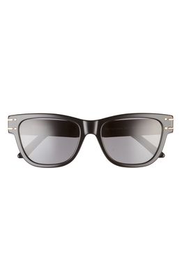 Dior Signature 54mm Square Logo Sunglasses in Shiny Black /Smoke Polarized