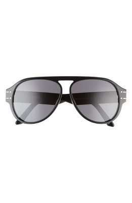 Dior Signature A1U Polarized Aviator Sunglasses in Shiny Black /Smoke Polarized