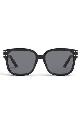 DIOR signature S7F 58mm Square Sunglasses in Shiny Black /Smoke