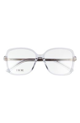 Dior Spirito 56mm Square Reading Glasses in Shiny Light Blue