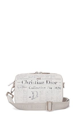Dior x Daniel Arsham Newsprint Wallet on Strap in White