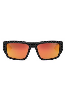 'Dior3D S1I 57mm Mirrored Square Sunglasses in Matte Black /Bordeaux Mirror 