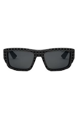 'Dior3D S1I 57mm Square Sunglasses in Matte Black /Smoke Polarized 