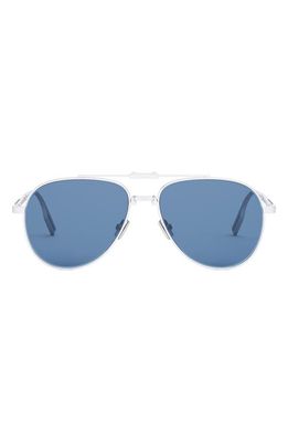 'Dior90 A1U 57mm Pilot Sunglasses in Shiny Palladium /Blue