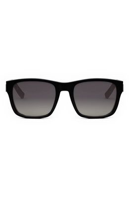 ‘DiorB23 S2F 53mm Polarized Square Sunglasses in Shiny Black /Smoke Polarized