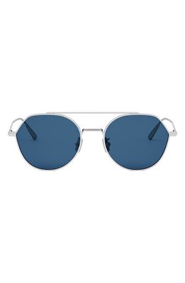 'Diorblacksuit R6U 54mm Geometric Sunglasses in Shiny Palladium /Blue 