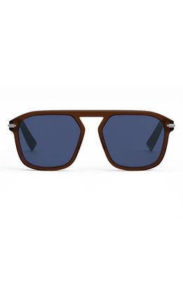 ‘DiorBlackSuit S4I 55mm Square Sunglasses in Shiny Light Brown /Blue