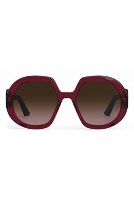 'DiorBobby R1U 56mm Round Sunglasses in Bordeaux/Gradient Brown