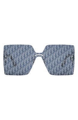 'DiorClub M5U Rectangular Shield Sunglasses in Shiny Palladium /Smoke Mirror