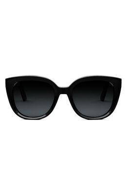 ‘DiorMidnight R1I 54mm Butterfly Sunglasses in Shiny Black /Gradient Smoke