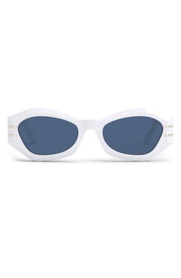 'DiorSignature B1U 55mm Cat Eye Sunglasses in White /Blue