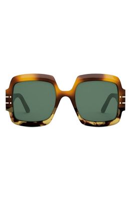 'DiorSignature S1U 55mm Square Sunglasses in Blonde Havana /Green