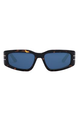 'DiorSignature S9U 56mm Geometric Sunglasses in Dark Havana /Blue