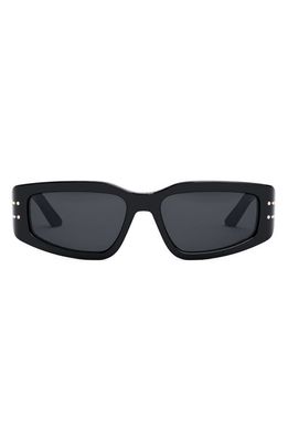 'DiorSignature S9U 56mm Geometric Sunglasses in Shiny Black /Smoke