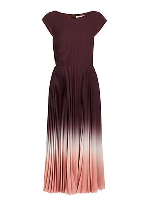 Dip-Dye Crepe Pleated Midi-Dress