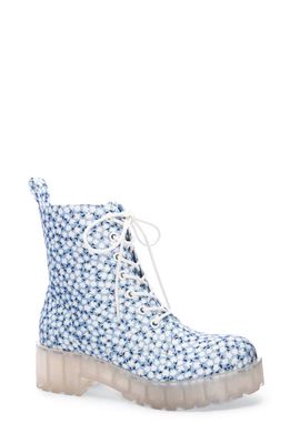 Dirty Laundry Mazzy Floral Platform Combat Boot in Light Blue