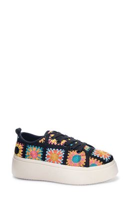 Dirty Laundry Rambling Crochet Platform Sneaker in Black Multi 