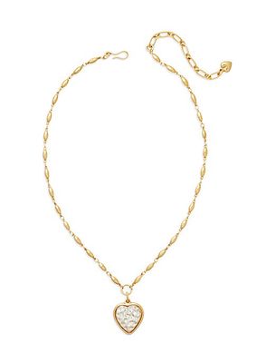 Disco 24K-Gold-Plated & Glass Heart Pendant Necklace