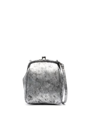 Discord Yohji Yamamoto velvet kiss-lock cross body bag - Silver