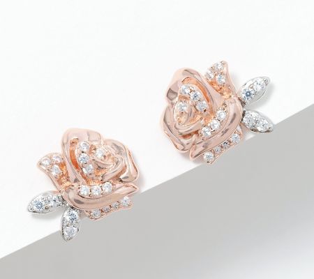 Disney Beauty & the Beast Rose Stud Earrings, Sterling Silver