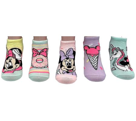 Disney Big Girl's Minnie Mouse Unicorn No-Show Socks - 5 Paira