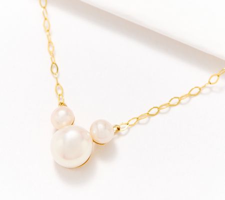 Disney Cultured Pearl Mickey Necklace, 14K Gold