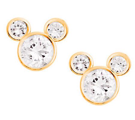 Disney Diamonique Mickey Mouse Stud Earrings, 1 4K Gold