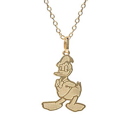 Disney Donald Duck Pendant w/ Chain, 14K Gold