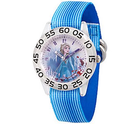 Disney Frozen 2 Girls' Elsa Blue Striped Strap Watch