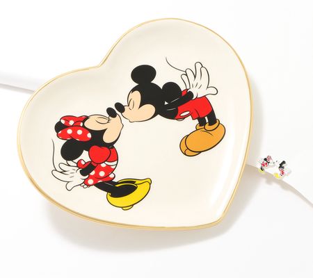 Disney Kissing Minnie & Mickey Stud Earrings & Trinkey Tray