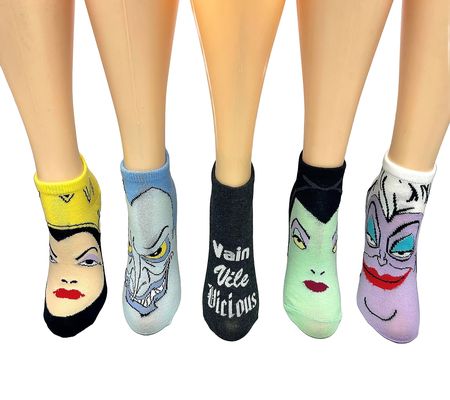 Disney Ladies' Get Wicked Villian No-Show Sock et - 5 Pair