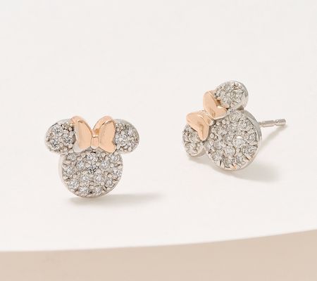Disney Mickey or Minnie Diamond Stud Earrings, 14K