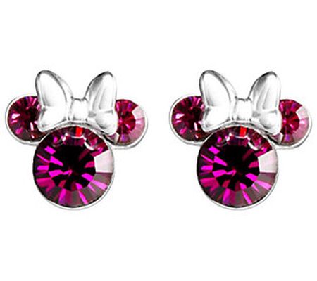 Disney Sterling Silver Minnie Simulated Birthst one Earrings