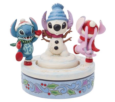 Disney Traditions Stitch & Angel Building a Snowman