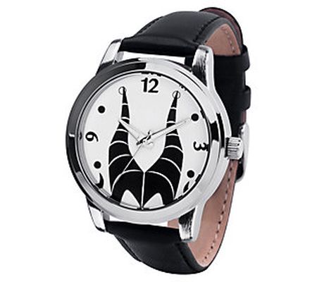 Disney Villains Maleficent Women's Black Leathe r Strap Watch