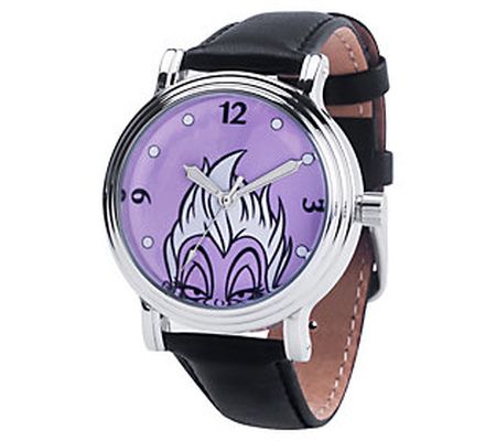 Disney Villains Ursula Women's Black Leather Strap Watch