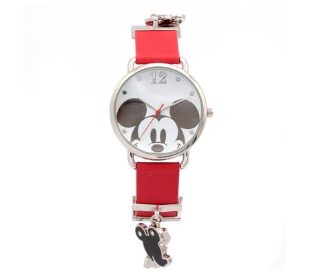 Disney Women's Mickey Mouse Enamel Charm Red St ap Watch