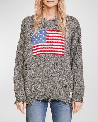 Distressed American Flag Sweater