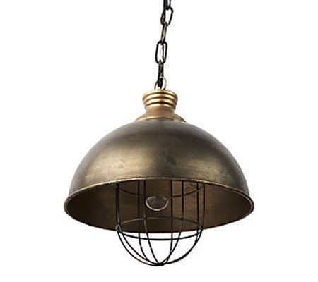 Distressed Bronze Metal Dome Hanging Light