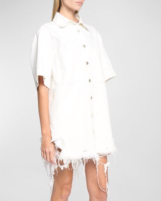 Distressed Button-Down Shirt