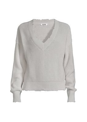 Distressed Cotton Knit Sweater