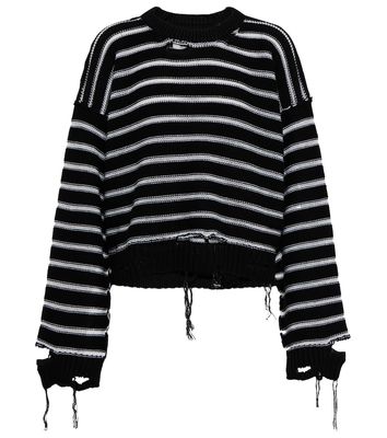 Distressed striped sweater