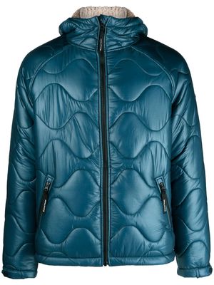 District Vision quilted fleece hooded jacket - Blue