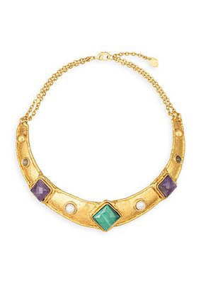 Diva 22K-Gold-Plated & Multi-Gemstone Collar Necklace