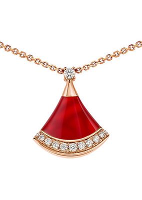 Divas' Dream 18K Rose Gold, Carnelian & 0.13 TCW Diamond Pendant Necklace