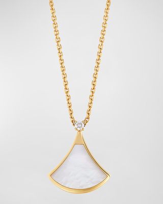 Divas' Dream Yellow Gold Pendant Necklace with Mother-of-Pearl