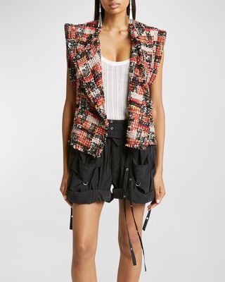 Djiroy Double-Breasted Patchwork Tweed Vest