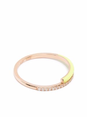 Djula 14kt rose gold Marbella overlay enamel diamond ring - Pink